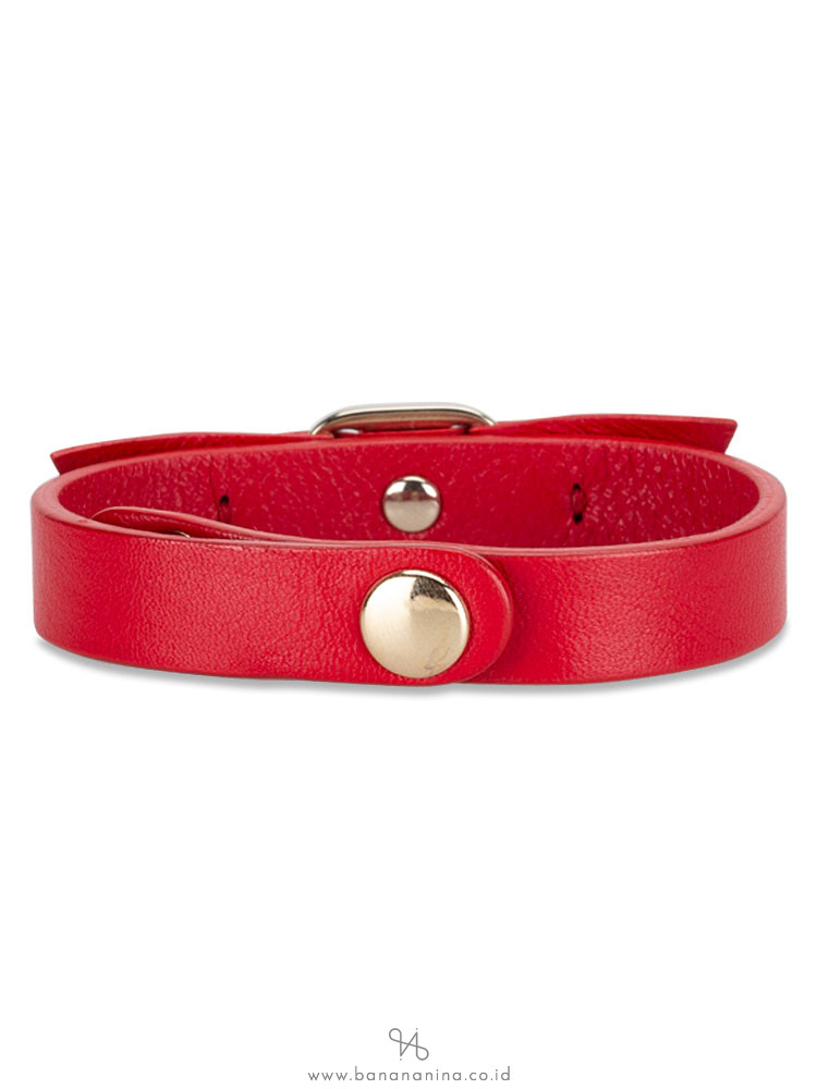 SALVATORE FERRAGAMO Vara Bow Leather Bracelet Red