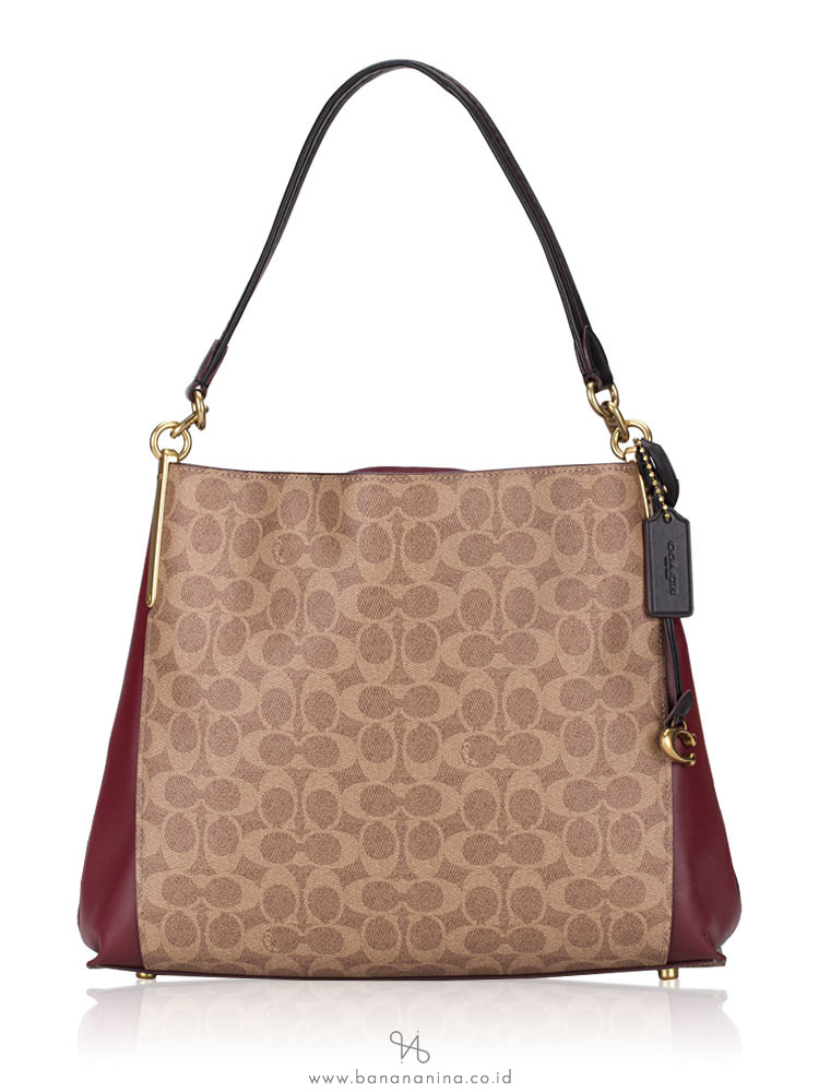 COACH 79327 Signature Color Block Dalton 31 Tan Deep Red