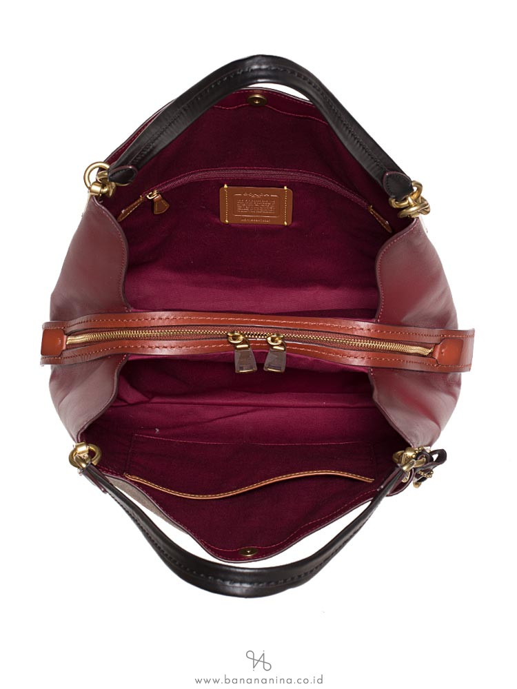 COACH 79327 Signature Color Block Dalton 31 Tan Deep Red