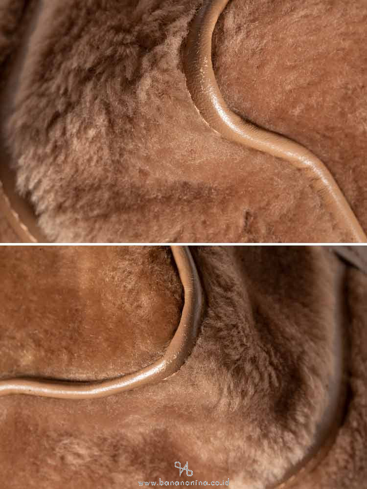 BALENCIAGA Bazar Shearling Fur Small Shopper Brown