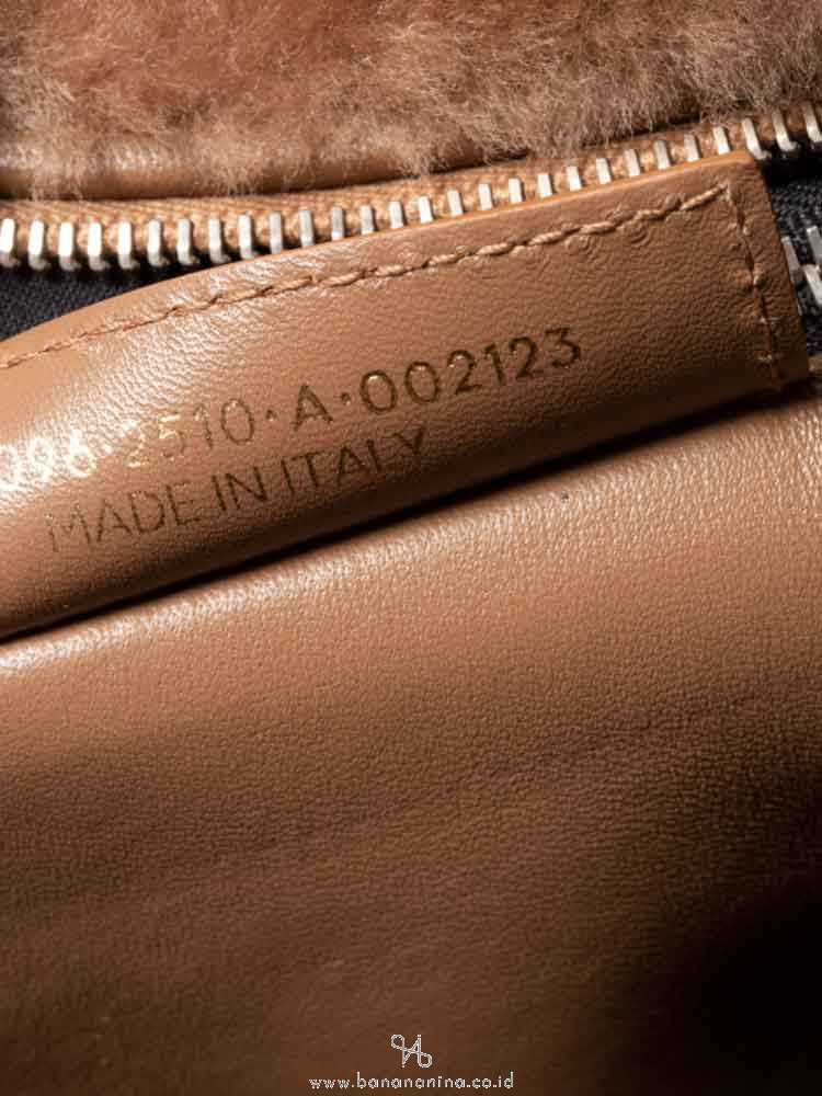 BALENCIAGA Bazar Shearling Fur Small Shopper Brown