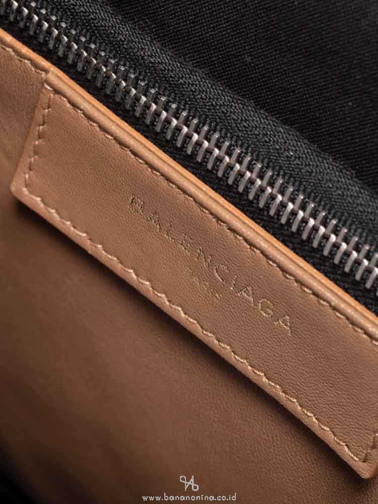 BALENCIAGA Bazar Shearling Fur Small Shopper Brown