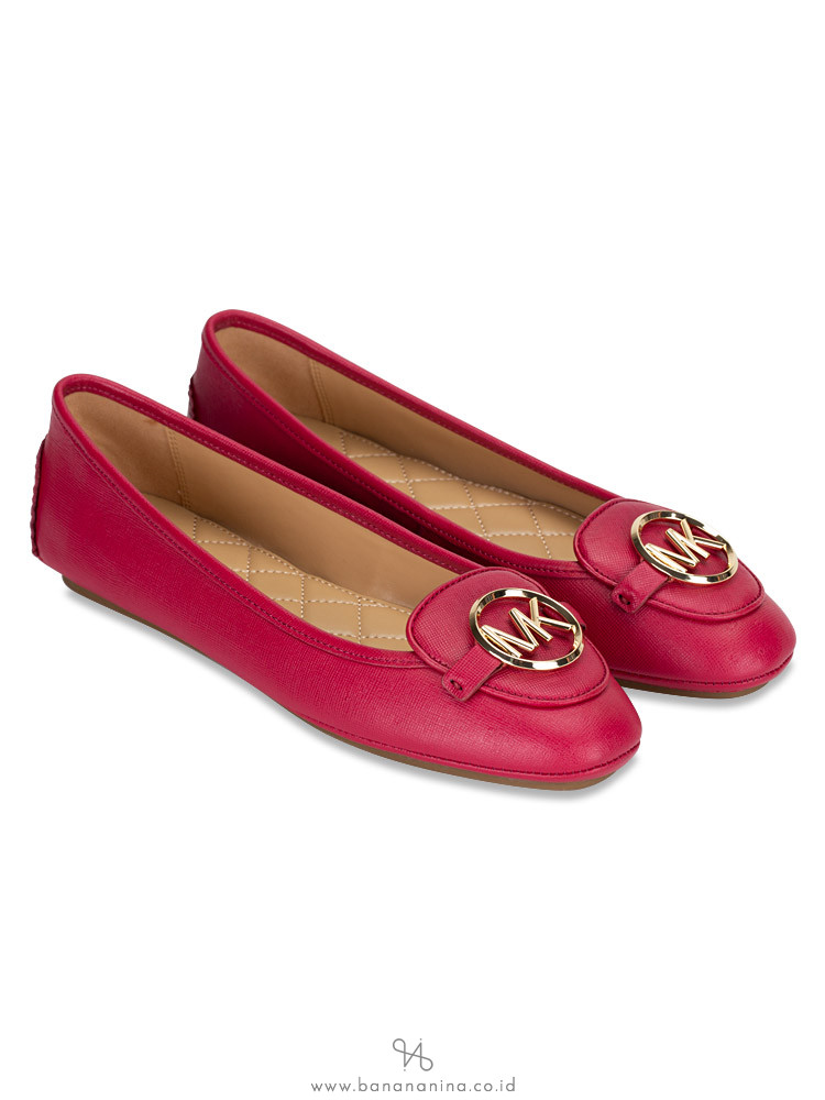 MICHAEL KORS Lillie Leather Flats Berry Sz 8