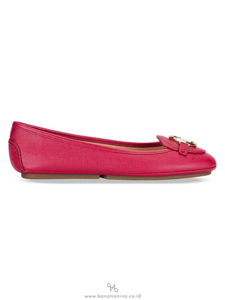 MICHAEL KORS Lillie Leather Flats Berry Sz 8