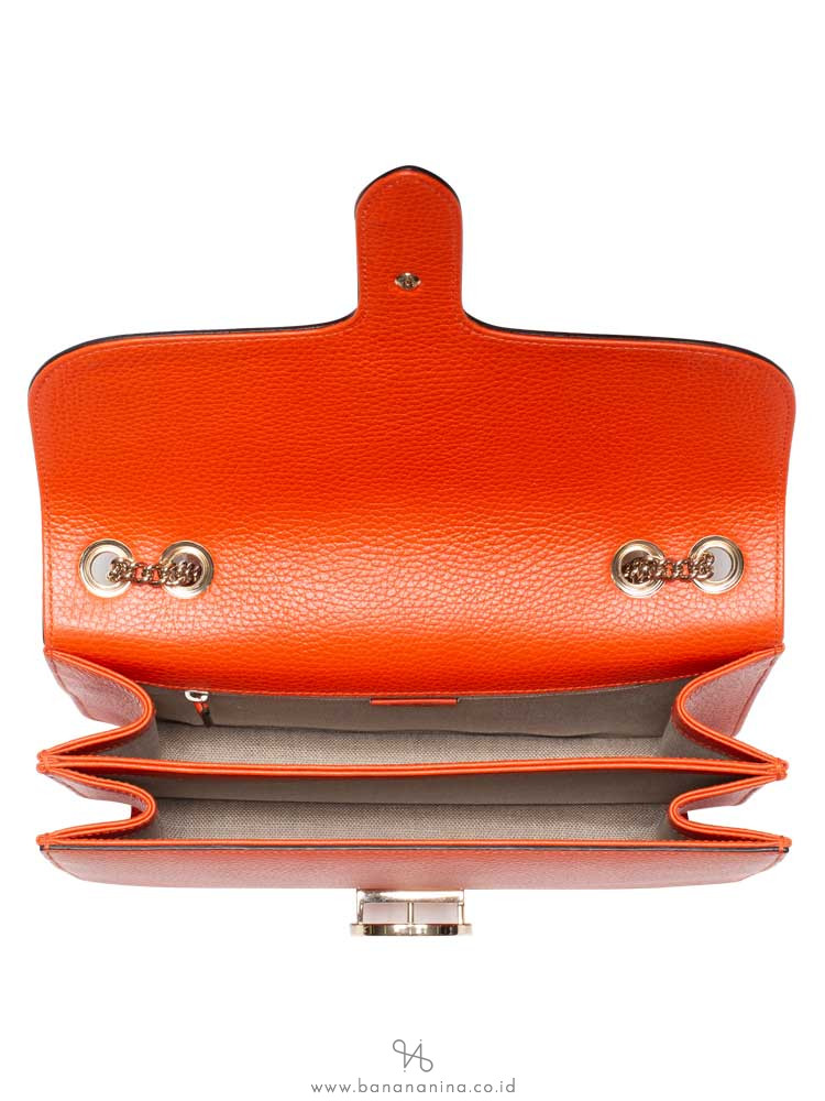 GUCCI Dollar Calfskin Interlocking G Shoulder Bag Orange