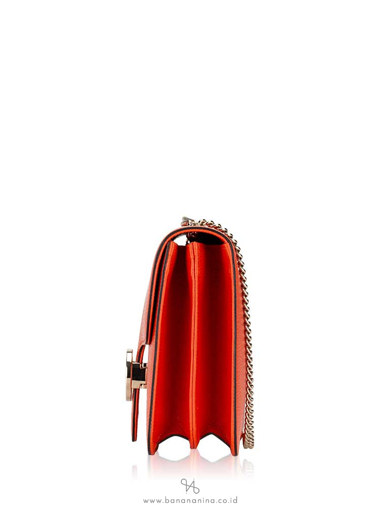 GUCCI Dollar Calfskin Interlocking G Shoulder Bag Orange