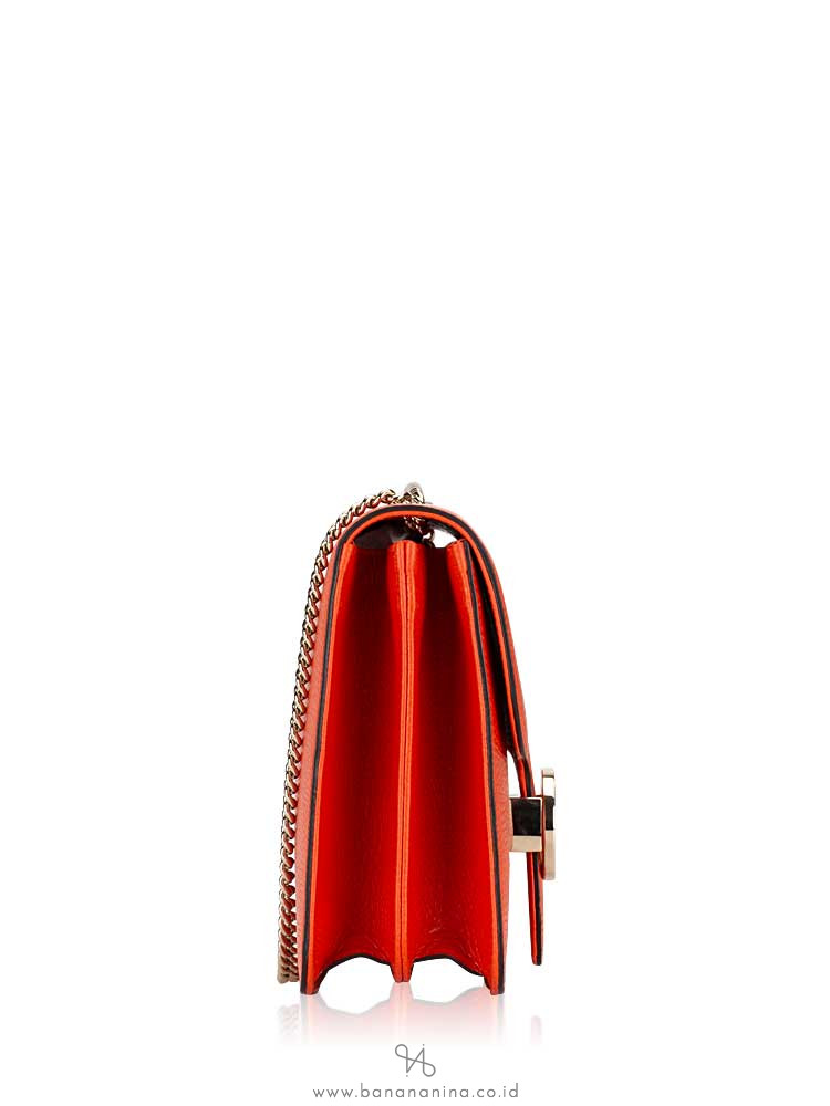 GUCCI Dollar Calfskin Interlocking G Shoulder Bag Orange