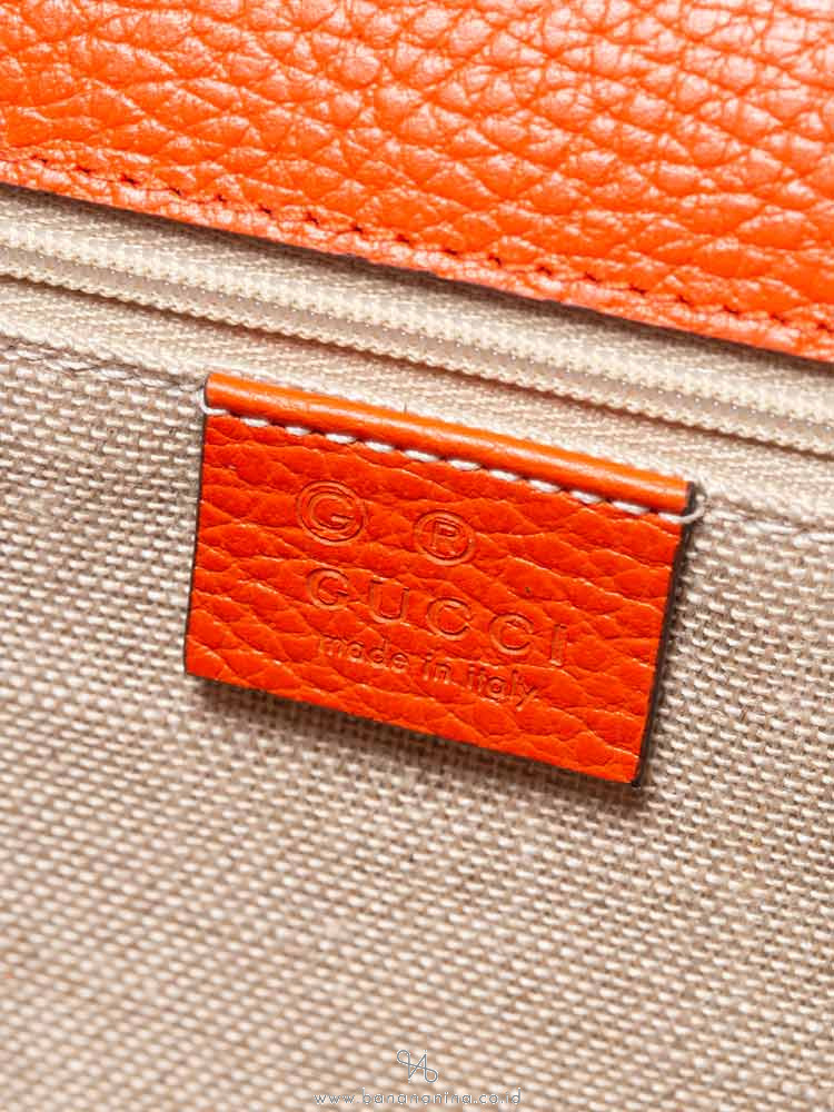 GUCCI Dollar Calfskin Interlocking G Shoulder Bag Orange