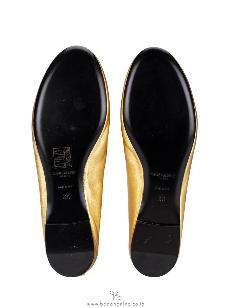YSL Dance Nappa Ballet Flats Gold Sz 36
