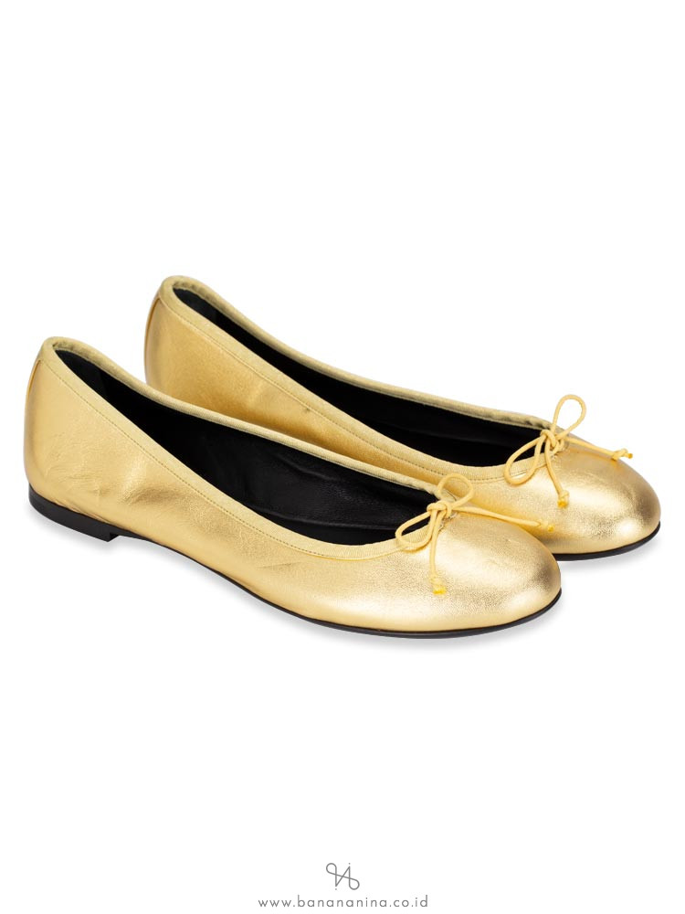 YSL Dance Nappa Ballet Flats Gold Sz 36