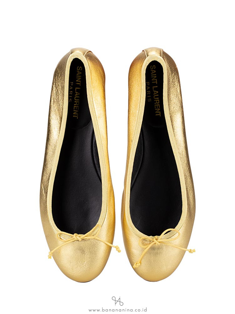 YSL Dance Nappa Ballet Flats Gold Sz 36