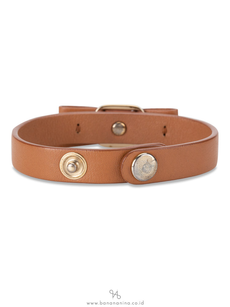 SALVATORE FERRAGAMO Vara Bow Leather Bracelet Brown