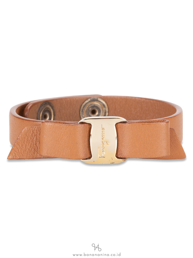 SALVATORE FERRAGAMO Vara Bow Leather Bracelet Brown