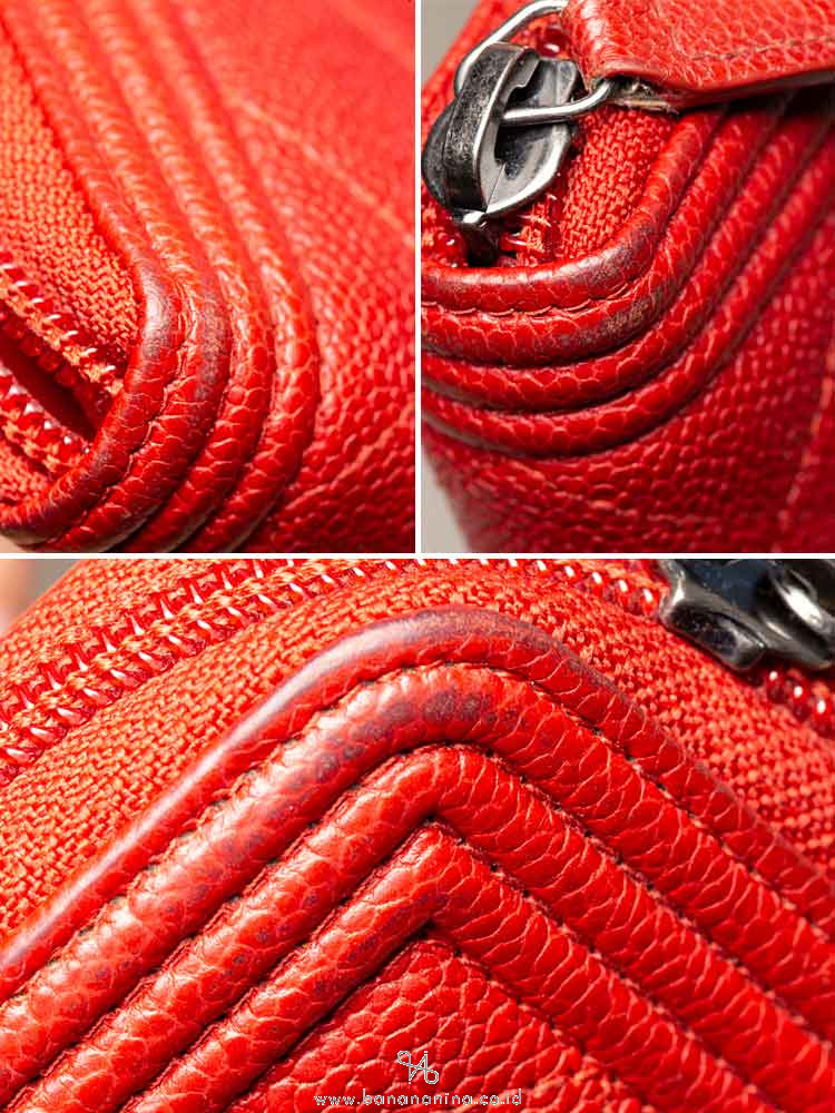 CHANEL Caviar Boy Zip Wallet Red