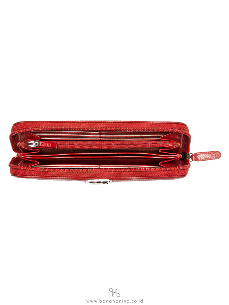 CHANEL Caviar Boy Zip Wallet Red