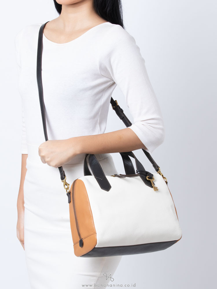 FOSSIL SHB2484994 Fiona Leather Satchel Neutral Multi