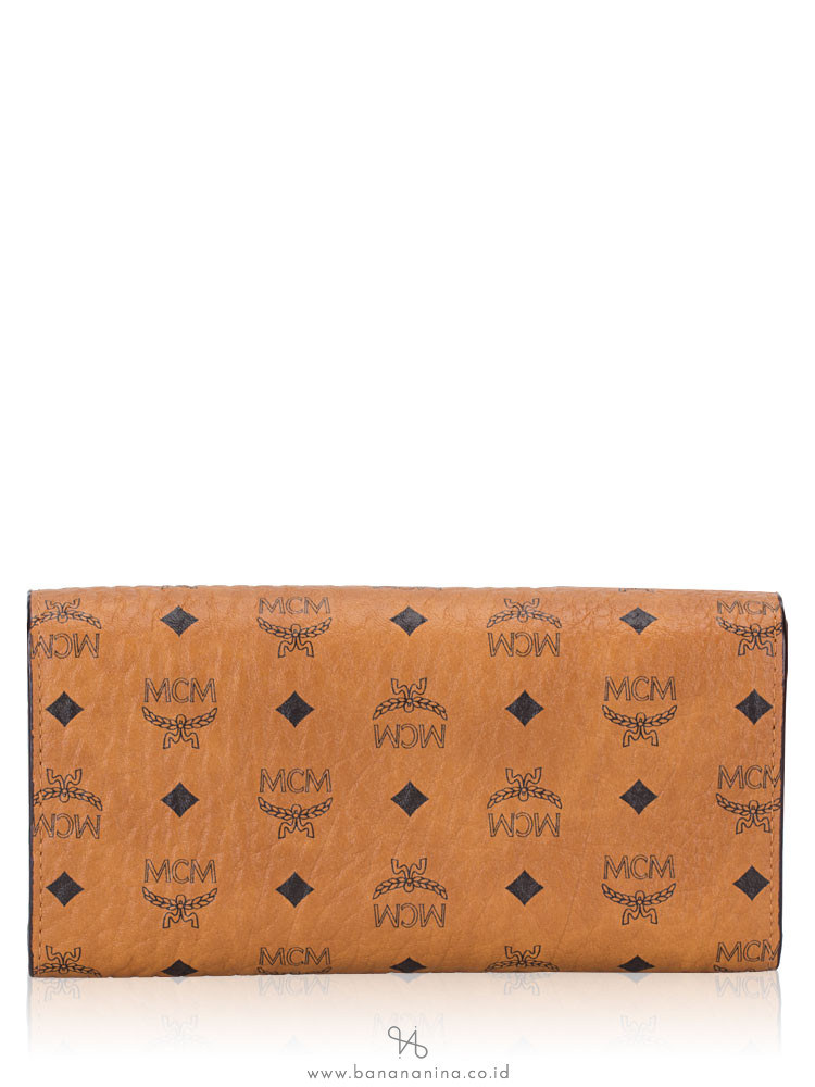 MCM Visetos Mina Long Trifold Wallet Cognac