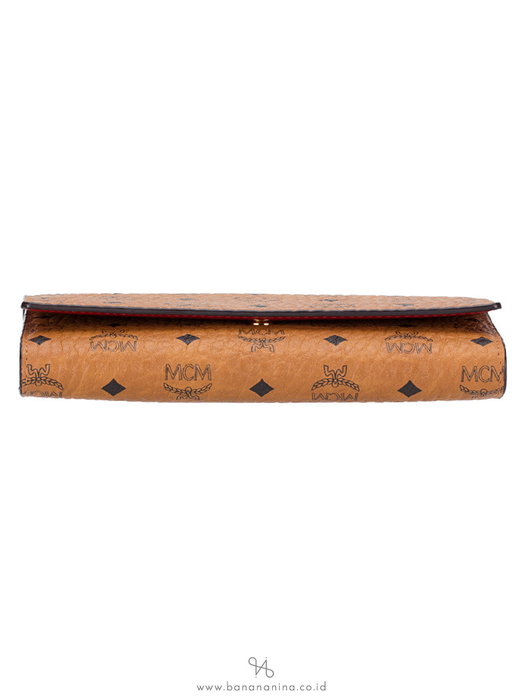 MCM Visetos Mina Long Trifold Wallet Cognac
