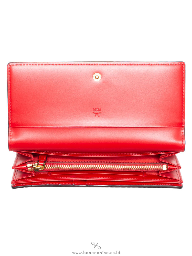 MCM Visetos Mina Long Trifold Wallet Cognac