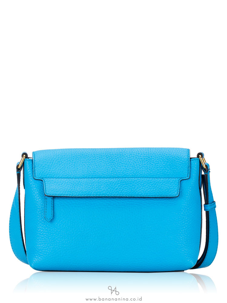 BURBERRY Signature Grain Small Burleigh Crossbody Neon Blue