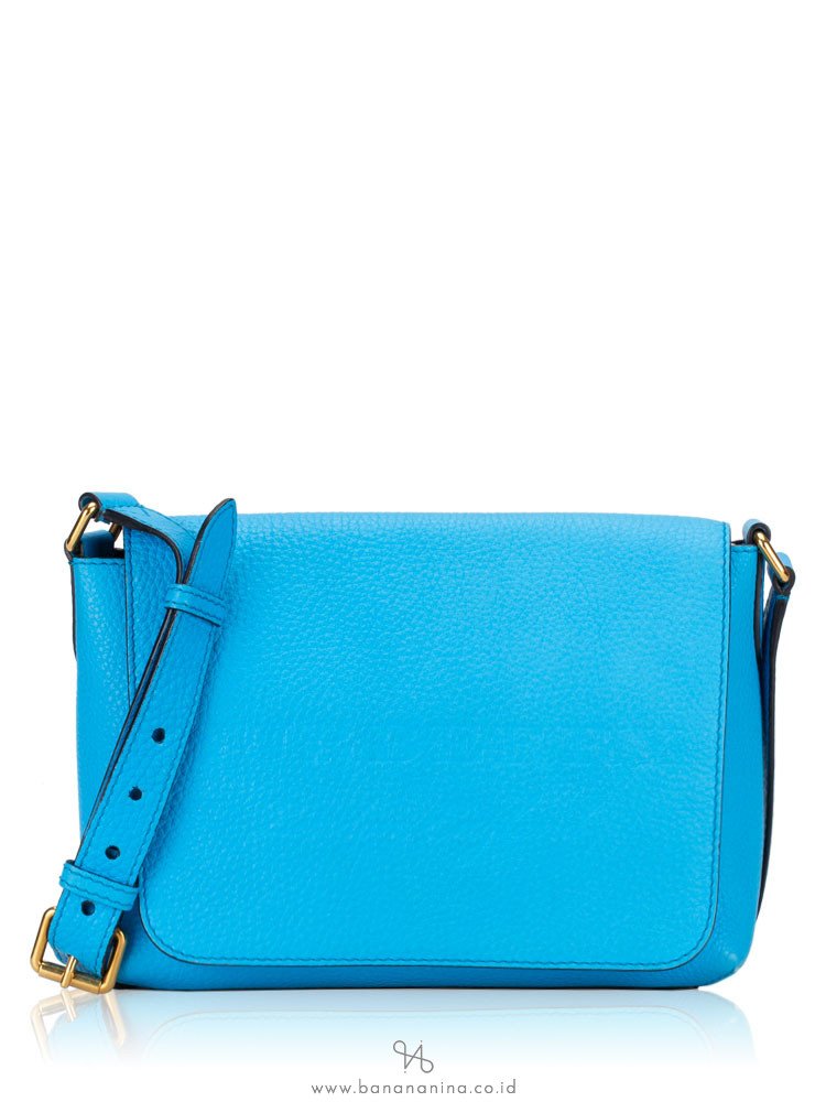 BURBERRY Signature Grain Small Burleigh Crossbody Neon Blue