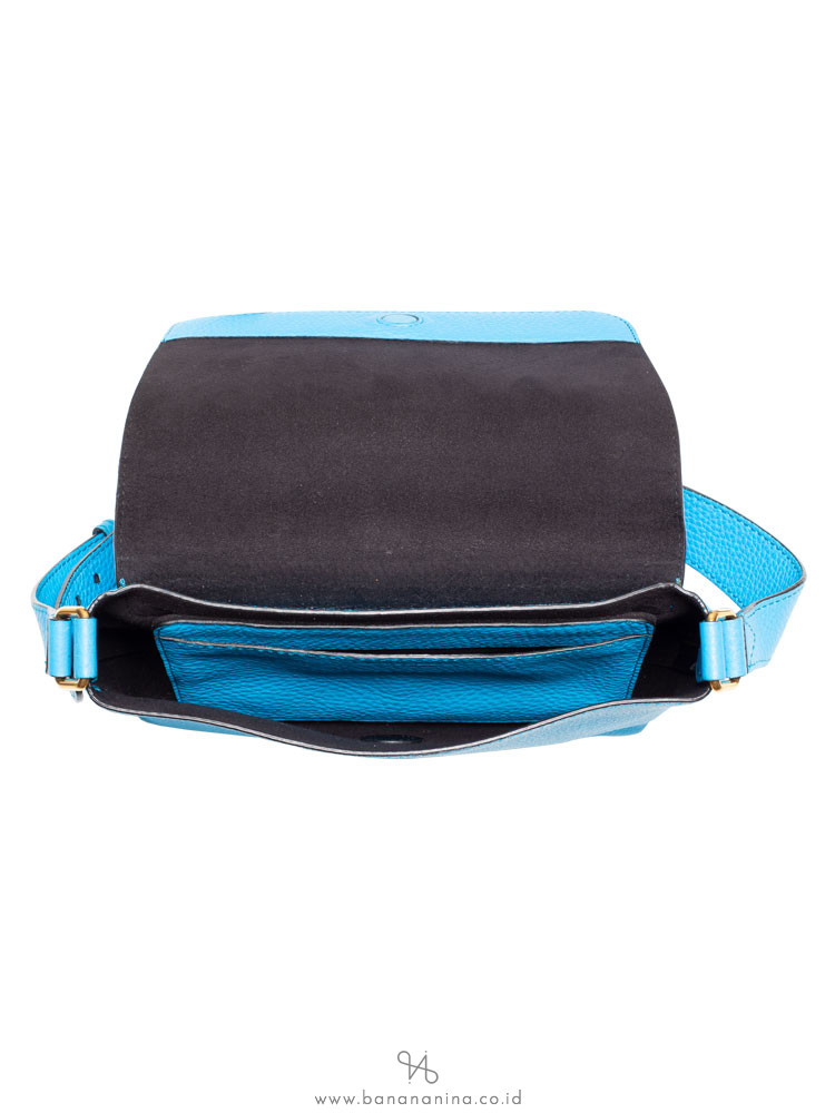 BURBERRY Signature Grain Small Burleigh Crossbody Neon Blue