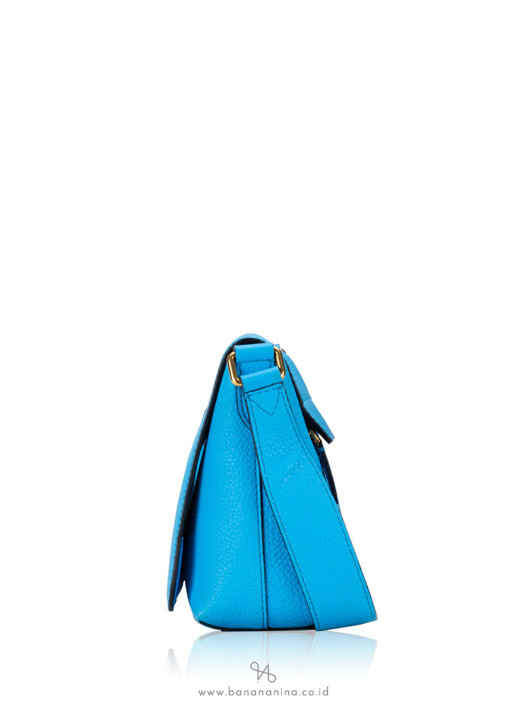 BURBERRY Signature Grain Small Burleigh Crossbody Neon Blue