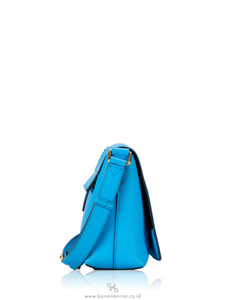 BURBERRY Signature Grain Small Burleigh Crossbody Neon Blue