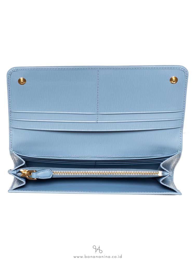 PRADA 1MH132 Vitello Move Flap Wallet with Lanyard Astrale