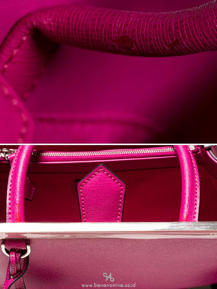 FENDI Vitello Elite Petite 2Jours Tote Flamingo