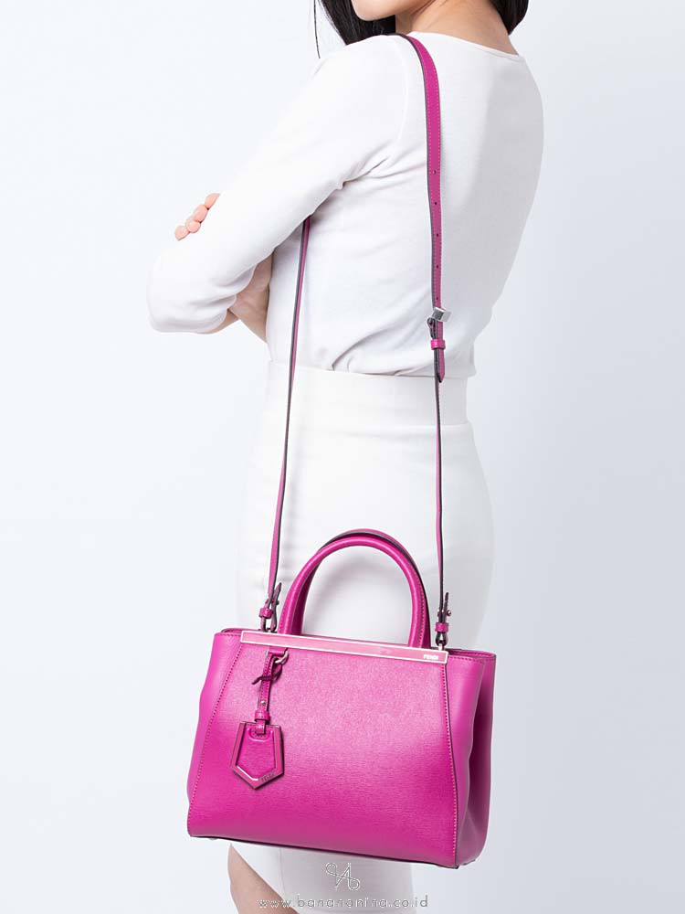 FENDI Vitello Elite Petite 2Jours Tote Flamingo