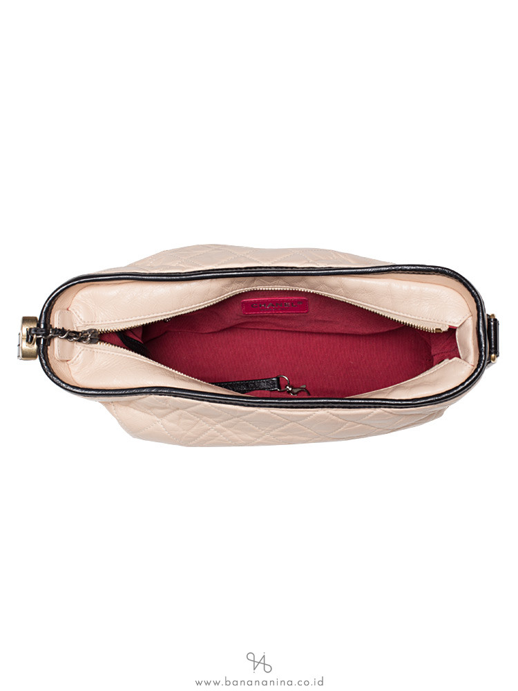 CHANEL Aged Calfskin Quilted Medium Gabrielle Hobo Beige Black
