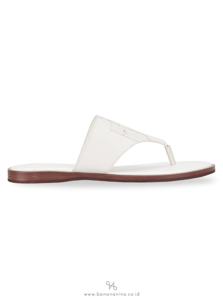 TORY BURCH Jamie Logo Flat Thong Sandal Ivory Sz 8