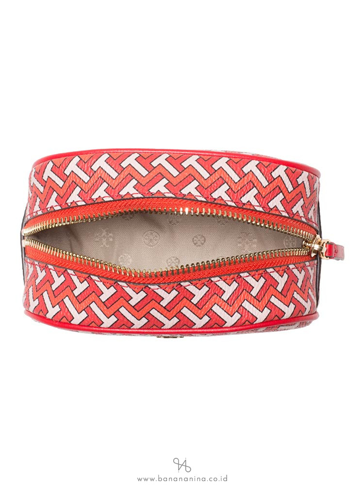 TORY BURCH Tile Tzag Allover Cosmetic Pouch Red
