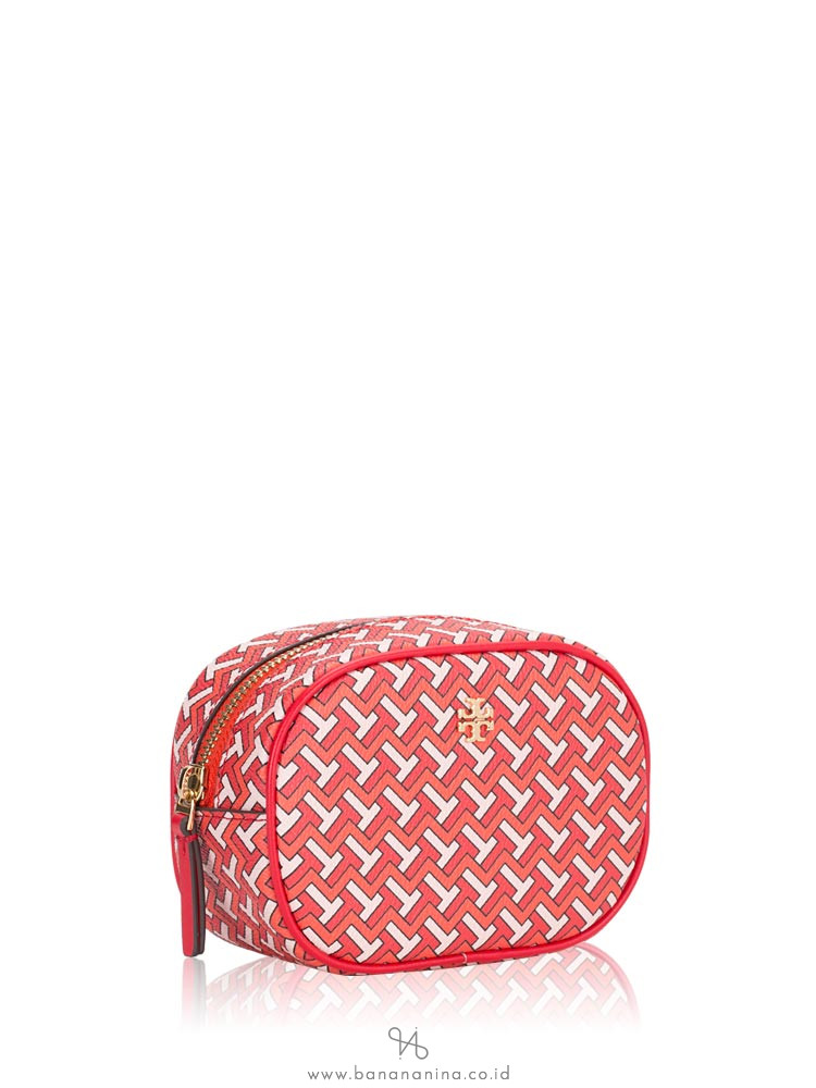 Tory Burch Tile Tzag Allover Cosmetic Pouch Red