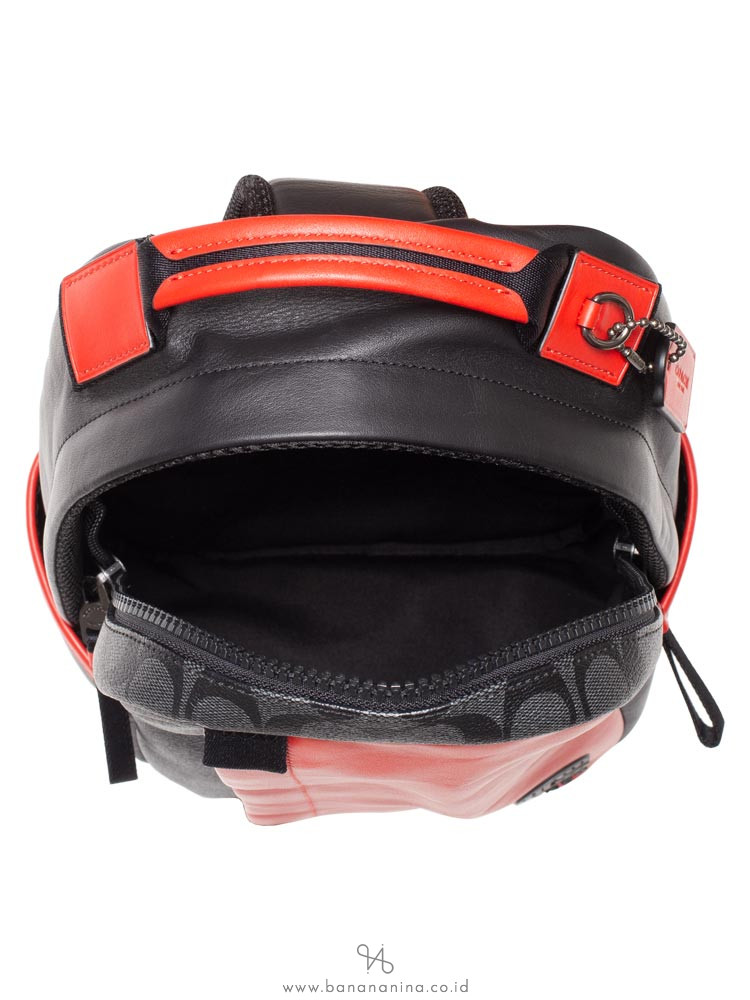 COACH Men 598 Signature Colorblock Edge Park Sling Pack Sport Red Charcoal