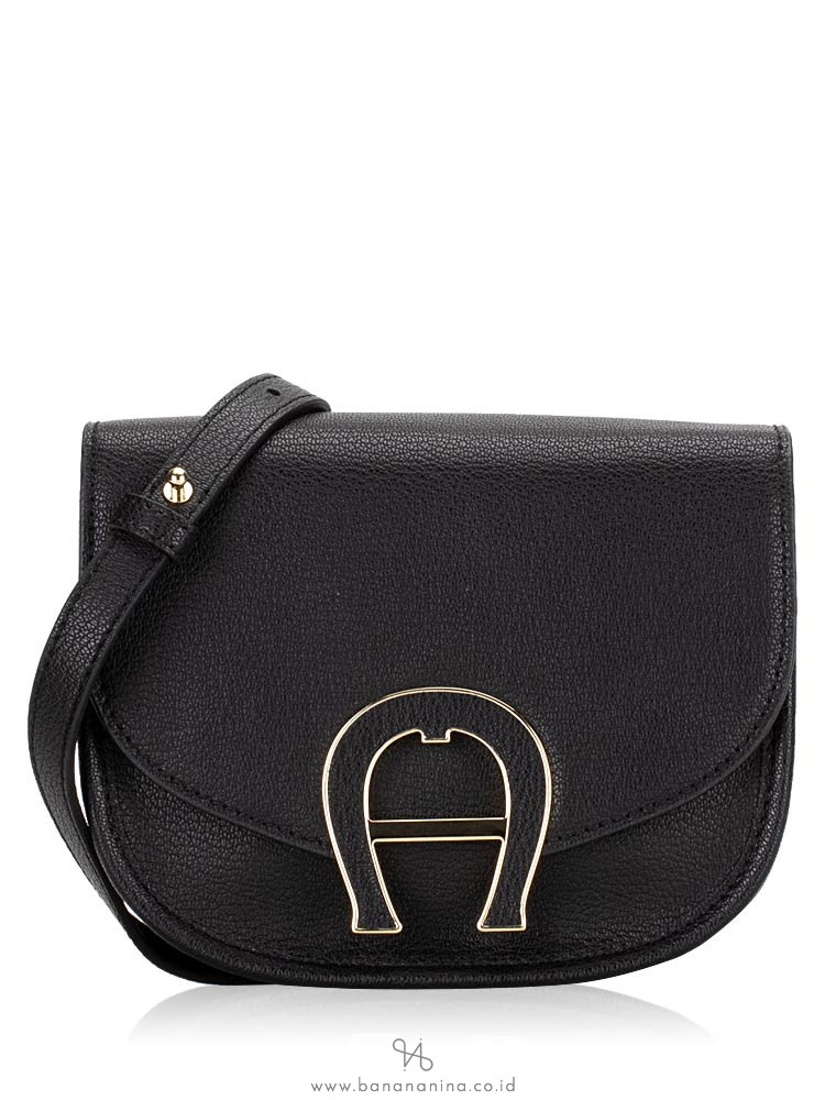 AIGNER Pina Mini Leather Crossbody Black