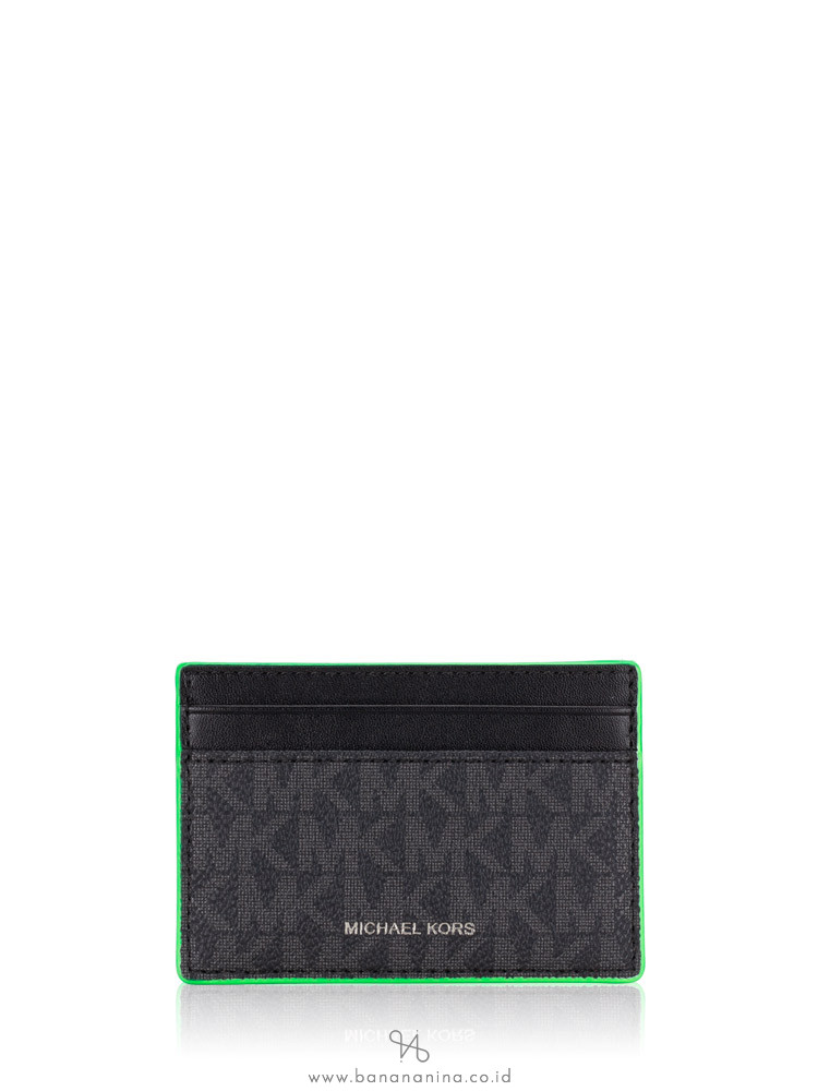 MICHAEL KORS Men Signature Card Case With ID Black Palm