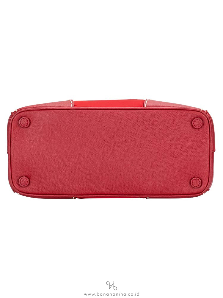 PRADA B1801K Tessuto Saffiano Double Zip Tote Rosso