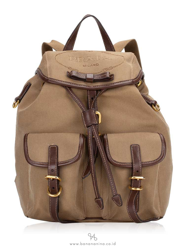 PRADA 1BZ677 Jacquard Logo Backpack Corda Bruciato