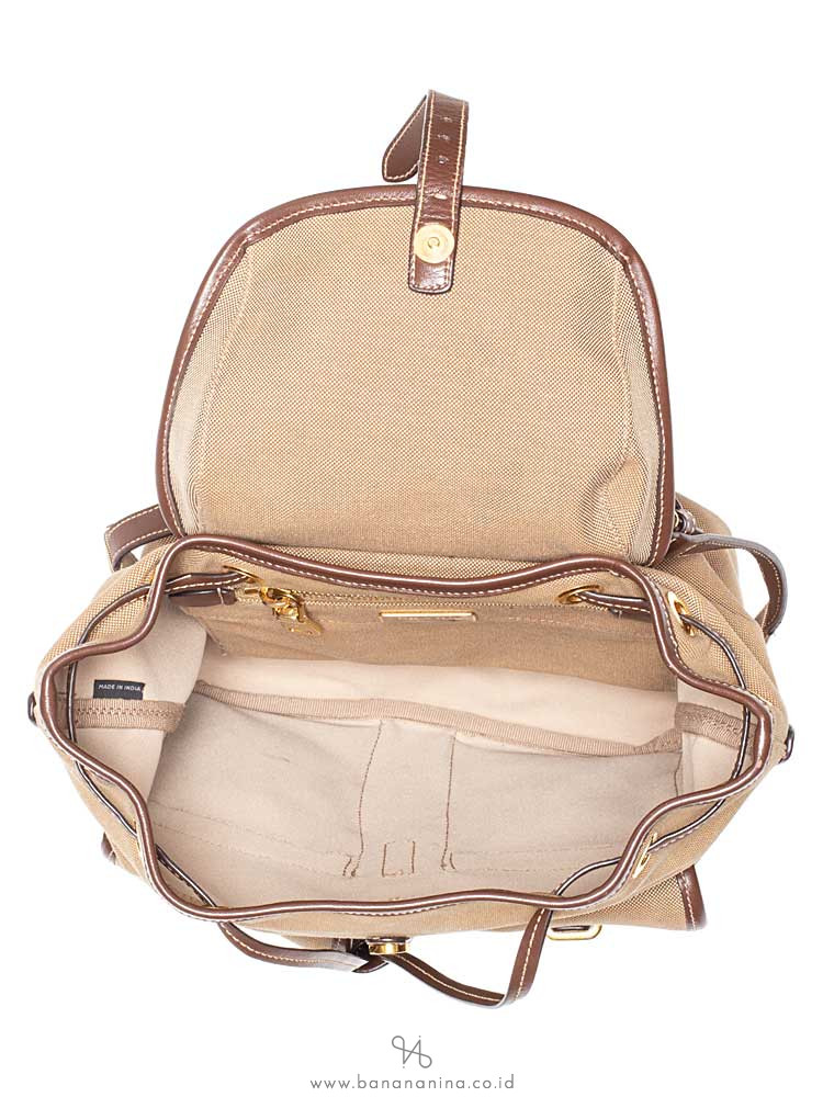 PRADA 1BZ677 Jacquard Logo Backpack Corda Bruciato