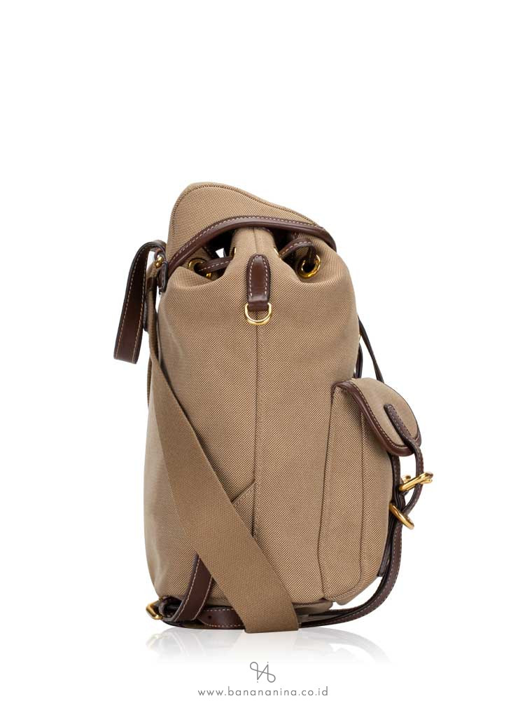 PRADA 1BZ677 Jacquard Logo Backpack Corda Bruciato