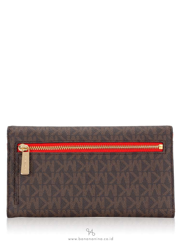 MICHAEL KORS Jet Set Monogram Large Trifold Wallet Mandarin