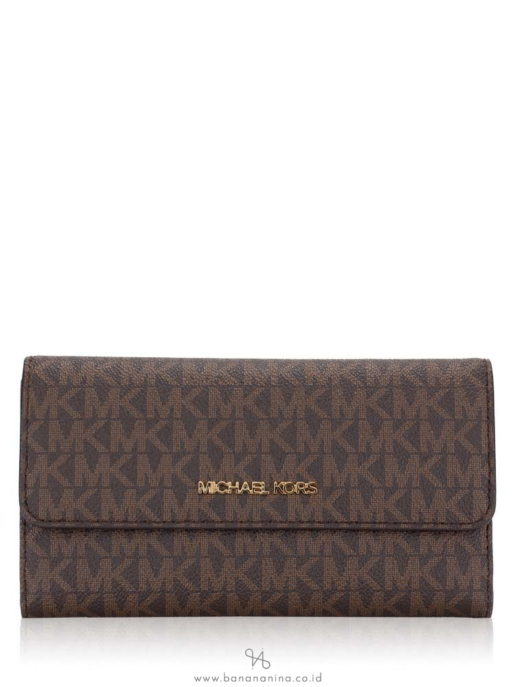 MICHAEL KORS Jet Set Monogram Large Trifold Wallet Mandarin