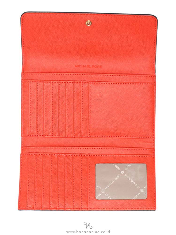 MICHAEL KORS Jet Set Monogram Large Trifold Wallet Mandarin
