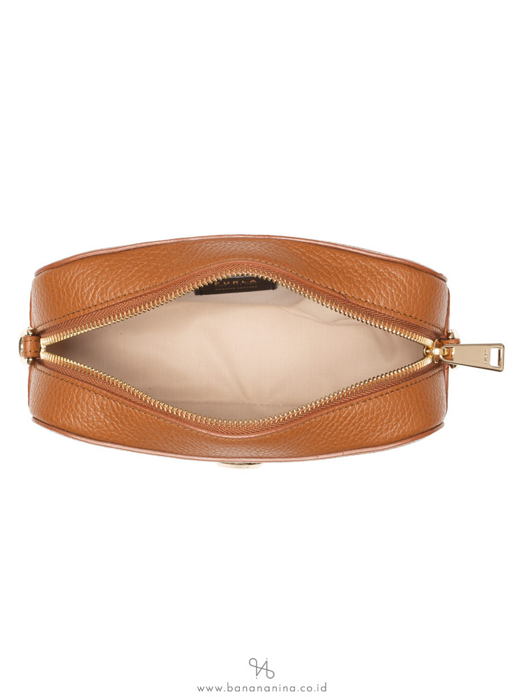 FURLA Sleek Leather Mini Crossbody Cognac