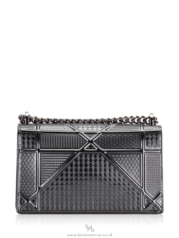 DIOR Micro Cannage Metallic Diorama Medium Flap Bag Black