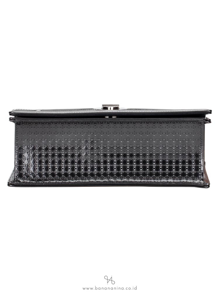 DIOR Micro Cannage Metallic Diorama Medium Flap Bag Black