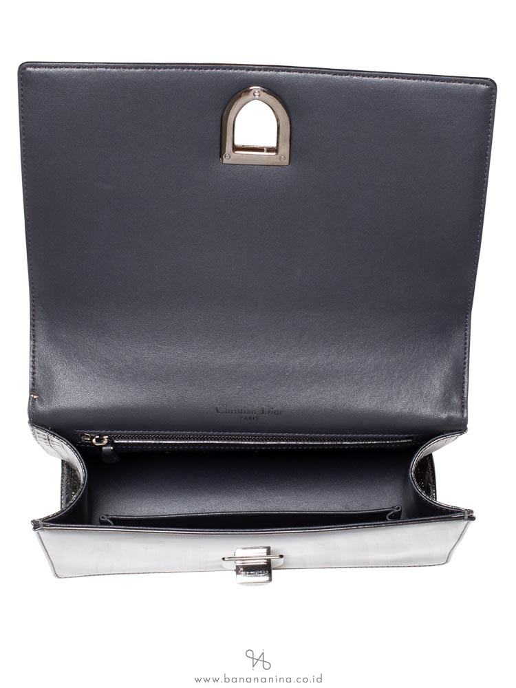DIOR Micro Cannage Metallic Diorama Medium Flap Bag Black
