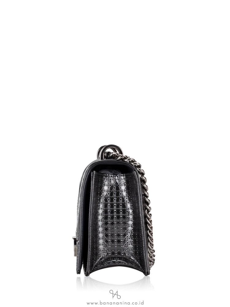 DIOR Micro Cannage Metallic Diorama Medium Flap Bag Black